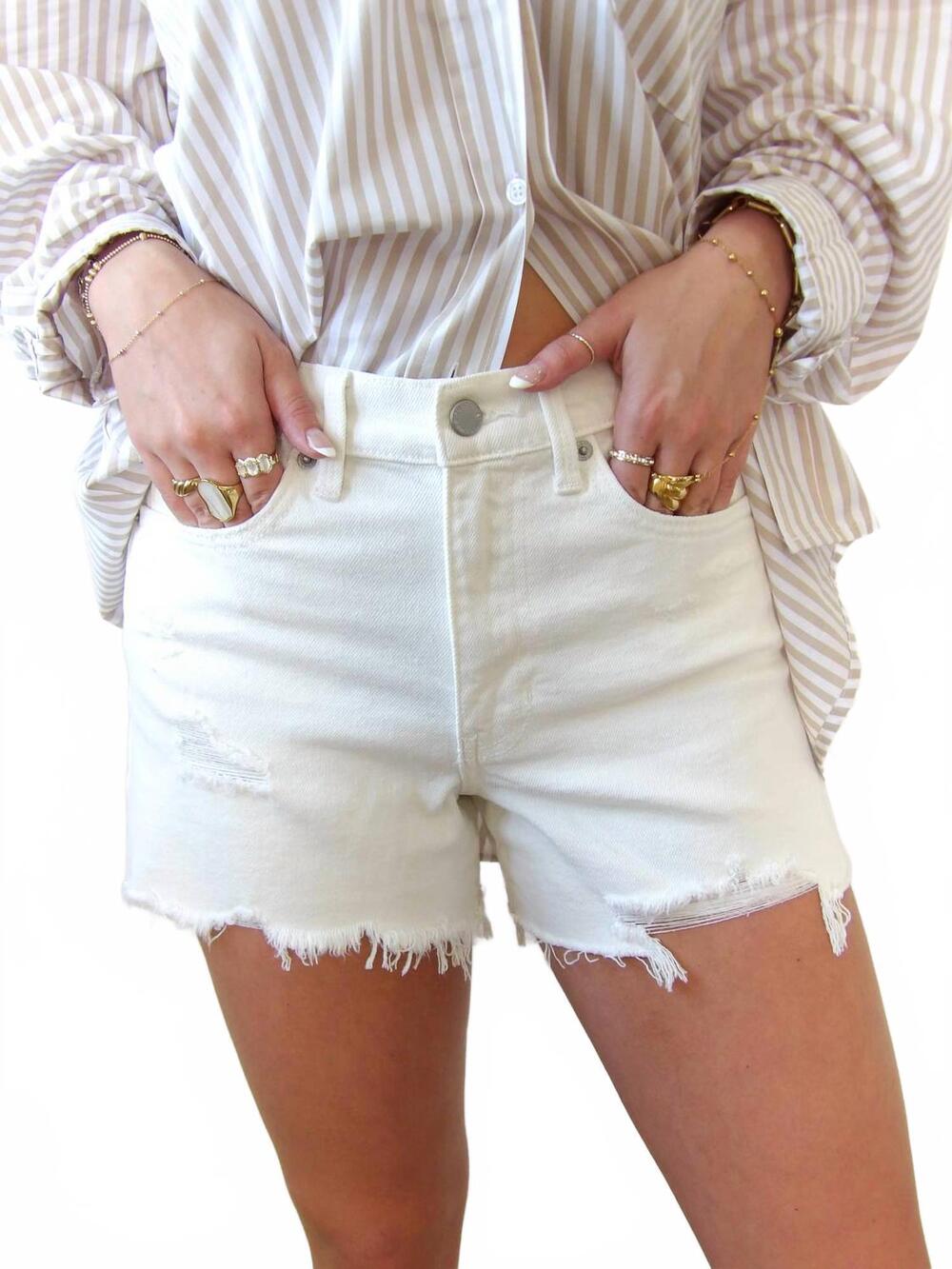 NEW JUST USA the marbella denim shorts in white